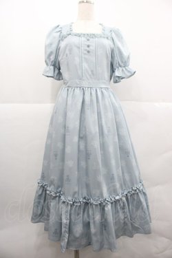 画像1: m petit by misako / NINA'S 花柄スクエアネックワンピース M サックス I-25-12-18-077-LO-OP-SA-ZI