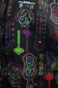 画像4: DXMOUVE / 臓器看板柄チャイナワンピース  黒Ｘカラフル I-25-12-18-085-PU-OP-SA-ZI