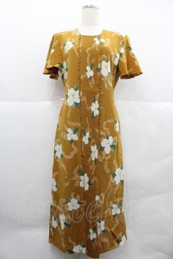 画像1: INGEBORG / くちなしptタック半袖ワンピース  マスタード I-25-12-18-087-LO-OP-SA-ZI