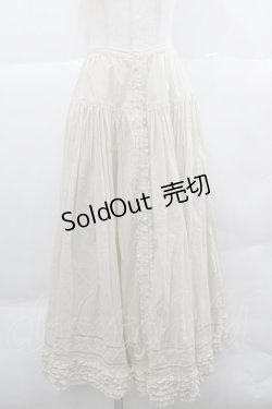 画像1: PINK HOUSE / 綿スカラップレース前開きスカート  アイボリー I-25-12-18-093-LO-SK-SA-ZI