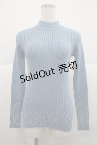 F&A / バックリボンリブニットプルオーバー  ブルー I-25-12-18-017-LO-TO-SA-ZI