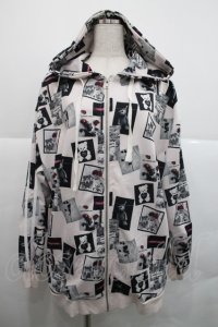 Honey Cinnamon / 写真風総柄パーカー  ピンクＸ黒 I-25-12-18-018-LO-TO-SA-ZI