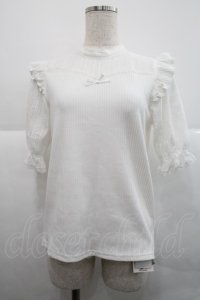 Amavel / バックリボンレース&テレコトップス  オフホワイト I-25-12-18-020-CA-TO-SA-ZI