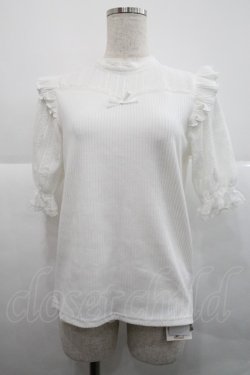 画像1: Amavel / バックリボンレース&テレコトップス  オフホワイト I-25-12-18-020-CA-TO-SA-ZI