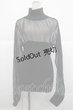 画像1: alice auaa / リブニット&ジョーゼットC/S 3 黒 I-25-12-18-022-AA-TO-SA-ZI