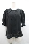Ank Rouge / クロスチャームセーラー襟半袖ブラウス  黒 I-25-12-18-003-CA-BL-SA-ZI