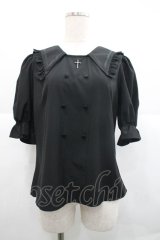 Ank Rouge / クロスチャームセーラー襟半袖ブラウス  黒 I-25-12-18-003-CA-BL-SA-ZI