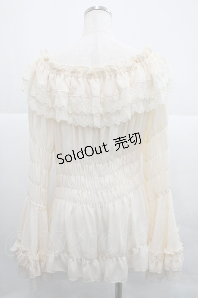 画像2: ATELIER PIERROT / 【プラスサイズ】Shirring princess sleeve blouse  アイボリー I-25-12-18-023-EL-BL-SA-ZI (2)