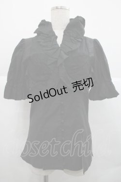 画像1: alice auaa / バルーンフリルくるみボタンブラウス 3 黒 I-25-12-18-025-AA-BL-SA-ZI