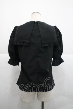 画像2: Ank Rouge / クロスチャームセーラー襟半袖ブラウス  黒 I-25-12-18-003-CA-BL-SA-ZI