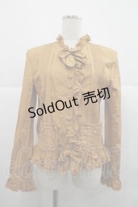 INGEBORG / 立襟ピコフリル&ピンタックブラウス  マスタード I-25-12-18-030-LO-BL-SA-ZI