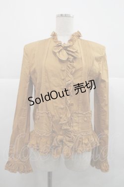 画像1: INGEBORG / 立襟ピコフリル&ピンタックブラウス  マスタード I-25-12-18-030-LO-BL-SA-ZI