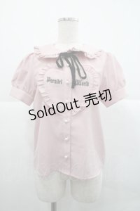 Ank Rouge / ハートフリル半袖ブラウス  ピンクＸ黒 I-25-12-18-004-CA-BL-SA-ZI