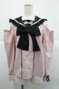 DearMyLove / セーラーオフショルリボンブラウス M ピンクＸ黒 I-25-12-18-005-EL-BL-SA-ZI