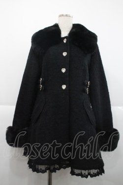 画像1: LIZ LISA / ビジューリボンミニ丈Aラインコート  黒 I-25-12-18-040-LO-CO-SA-ZI