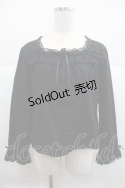 画像1: PINK HOUSE / ローズレース長袖ブラウス  黒 I-25-12-22-045-LO-BL-SA-ZI