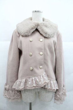 画像1: axes femme / 裾レースショートコート M ピンク I-25-12-22-049-AX-CO-SA-ZI