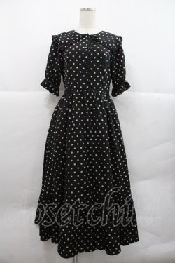 画像1: m petit by misako / 梨地水玉半袖ワンピース M 黒 I-25-12-22-066-LO-OP-SA-ZI