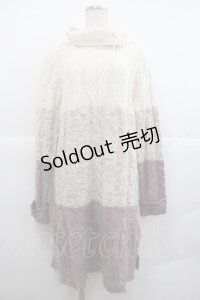 axes femme / 編上グラデーションニットワンピース Ｍ パープル I-25-12-22-074-AX-OP-TE-ZI