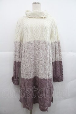 画像1: axes femme / 編上グラデーションニットワンピース Ｍ パープル I-25-12-22-074-AX-OP-TE-ZI