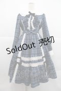 axes femme kawaii / タータンチェックチェックワンピース  青 I-25-12-22-076-AX-OP-SA-ZI