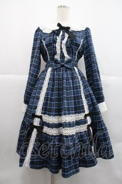 画像1: axes femme kawaii / タータンチェックチェックワンピース  青 I-25-12-22-076-AX-OP-SA-ZI