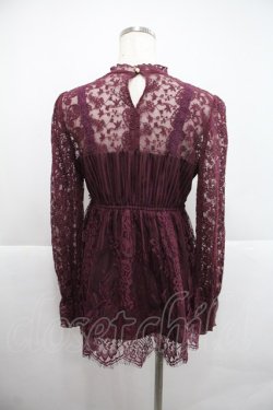 画像2: axes femme / ビスチェ切替風レースブラウス M ワイン I-25-12-22-001-AX-BL-TE-ZI