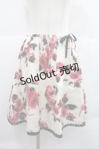 MILK / ローズptスカート  アイボリー×レッド I-25-12-22-089-ML-SK-SA-ZI