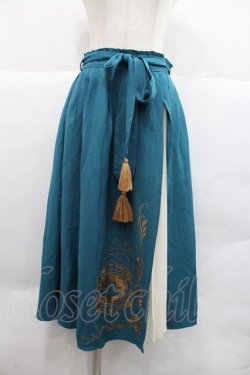 画像1: axes femme / アラジン刺繍ミディスカート M 青Ｘ白 I-25-12-22-091-AX-SK-SA-ZI