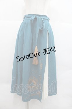 画像1: axes femme / アラジン刺繍ミディスカート M 青Ｘ白 I-25-12-22-091-AX-SK-SA-ZI