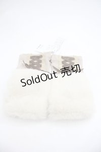 axes femme / レースアップ×ファー使い手袋  ベージュ I-25-12-22-119-AX-ZA-TE-ZI