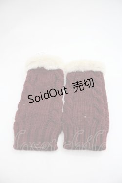 画像2: axes femme / リボン付フェミニンニット手袋  ワイン I-25-12-22-120-AX-ZA-TE-ZI