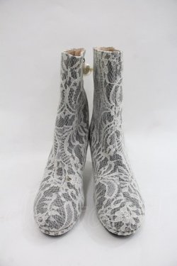 画像1: axes femme / 総レースミドルブーツ L ホワイト I-25-12-22-122-AX-SH-TE-ZI