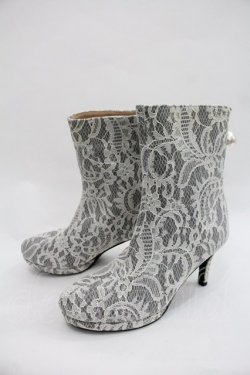 画像3: axes femme / 総レースミドルブーツ L ホワイト I-25-12-22-122-AX-SH-TE-ZI