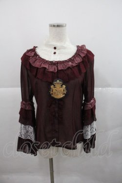画像1: ALICE and the PIRATES / 薔薇の葬列〜宵闇に咲くアリア〜柄フューネラルローズブラウス  ボルドー I-25-12-22-014-PA-BL-SA-ZI