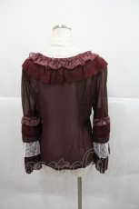 画像2: ALICE and the PIRATES / 薔薇の葬列〜宵闇に咲くアリア〜柄フューネラルローズブラウス  ボルドー I-25-12-22-014-PA-BL-SA-ZI (2)