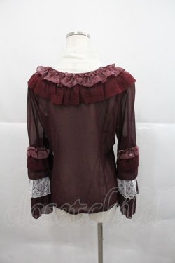 画像2: ALICE and the PIRATES / 薔薇の葬列〜宵闇に咲くアリア〜柄フューネラルローズブラウス  ボルドー I-25-12-22-014-PA-BL-SA-ZI