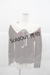 axes femme POETIQUE / 刺繍入りセーラー襟ニットプルオーバー M ワイン I-25-12-22-027-AX-TO-SA-ZI