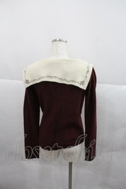 画像2: axes femme POETIQUE / 刺繍入りセーラー襟ニットプルオーバー M ワイン I-25-12-22-027-AX-TO-SA-ZI