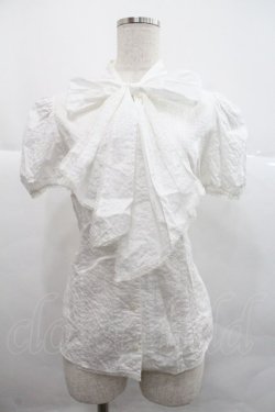 画像1: MIHO MATSUDA / ボウタイ半袖ブラウス M ホワイト I-25-12-22-038-GO-BL-SA-ZI