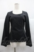 MIHO MATSUDA / ノーカラーフレアスリーブブラウス M ブラック I-25-12-22-042-GO-BL-SA-ZI