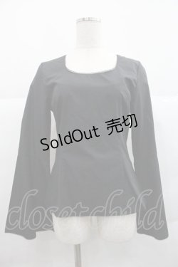 画像1: MIHO MATSUDA / ノーカラーフレアスリーブブラウス M ブラック I-25-12-22-042-GO-BL-SA-ZI