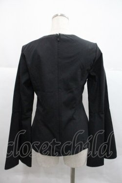 画像2: MIHO MATSUDA / ノーカラーフレアスリーブブラウス M ブラック I-25-12-22-042-GO-BL-SA-ZI