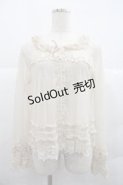 画像1: PINK HOUSE / ドットチュールローズレースブラウス  アイボリー I-25-12-22-043-LO-BL-SA-ZI