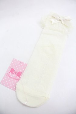 画像1: Angelic Pretty / Lacyクルー丈ソックス  アイボリー I-25-12-24-044-AP-ZA-SA-ZI