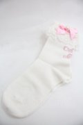 Angelic Pretty / プリンセスロゴクルー丈ソックス  白Ｘピンク I-25-12-24-052-AP-ZA-SA-ZI