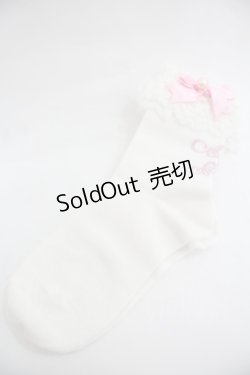 画像1: Angelic Pretty / プリンセスロゴクルー丈ソックス  白Ｘピンク I-25-12-24-052-AP-ZA-SA-ZI