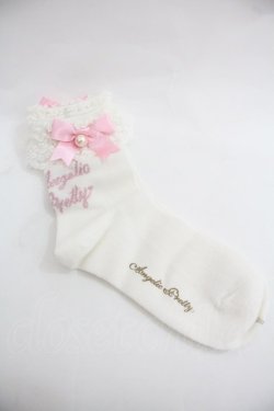 画像2: Angelic Pretty / プリンセスロゴクルー丈ソックス  白Ｘピンク I-25-12-24-052-AP-ZA-SA-ZI