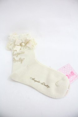 画像2: Angelic Pretty / プリンセスロゴクルー丈ソックス  生成り I-25-12-24-058-AP-ZA-SA-ZI