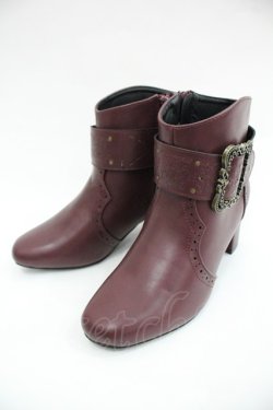 画像1: axes femme / バックル使いショートブーツ L ワイン I-25-12-24-061-AX-SH-SA-ZI